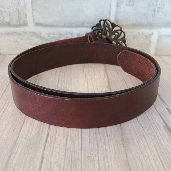 Vintage Old Navy Italian Leather Belt Boho Buckle Womens Measures L USA - Picture 2 of 8